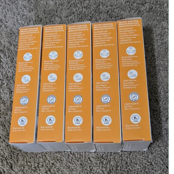 CeraVe Hydrating Mineral‎ SPF 30 Sunscreen Bulk Lot of 5 Hyaluronic Niacinamide - Picture 4 of 7